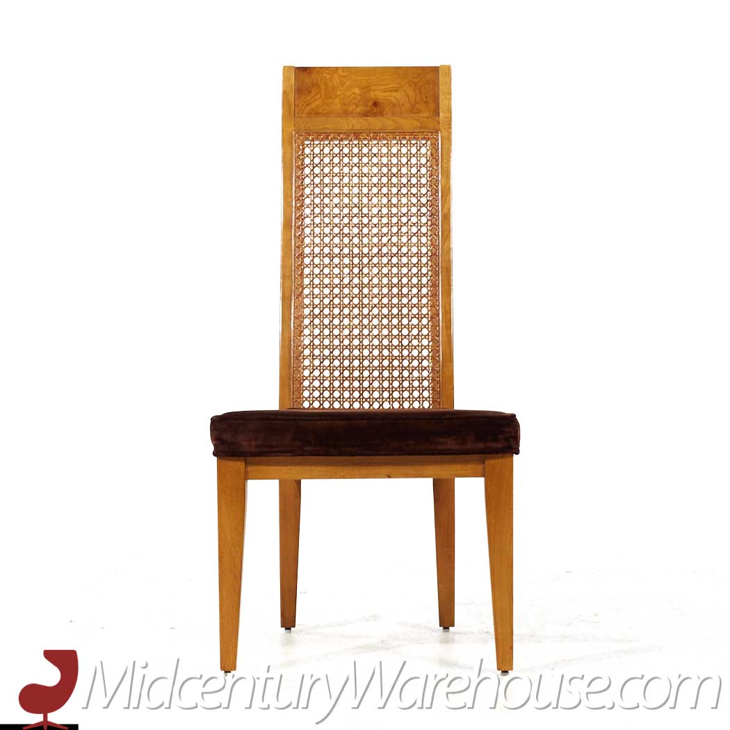 Lane Mid Century Burlwood Dining Chairs - Set of 8