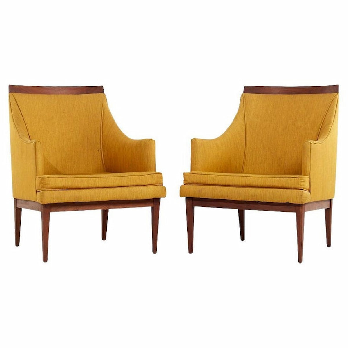 Lawrence Peabody for Nemschoff Mid Century Walnut Lounge Chairs - Pair