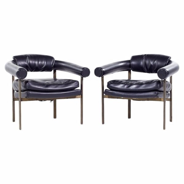 Metropolitan Mid Century Bronze Lounge Chairs - Pair