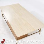 Paul Mccobb for Calvin Mid Century Travertine and Brass Coffee Table