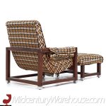 Milo Baughman Style Walnut Scoop Lounge Chair and Ottoman
