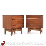 Young Manufacturing Mid Century Walnut Curved Nightstands - Pair