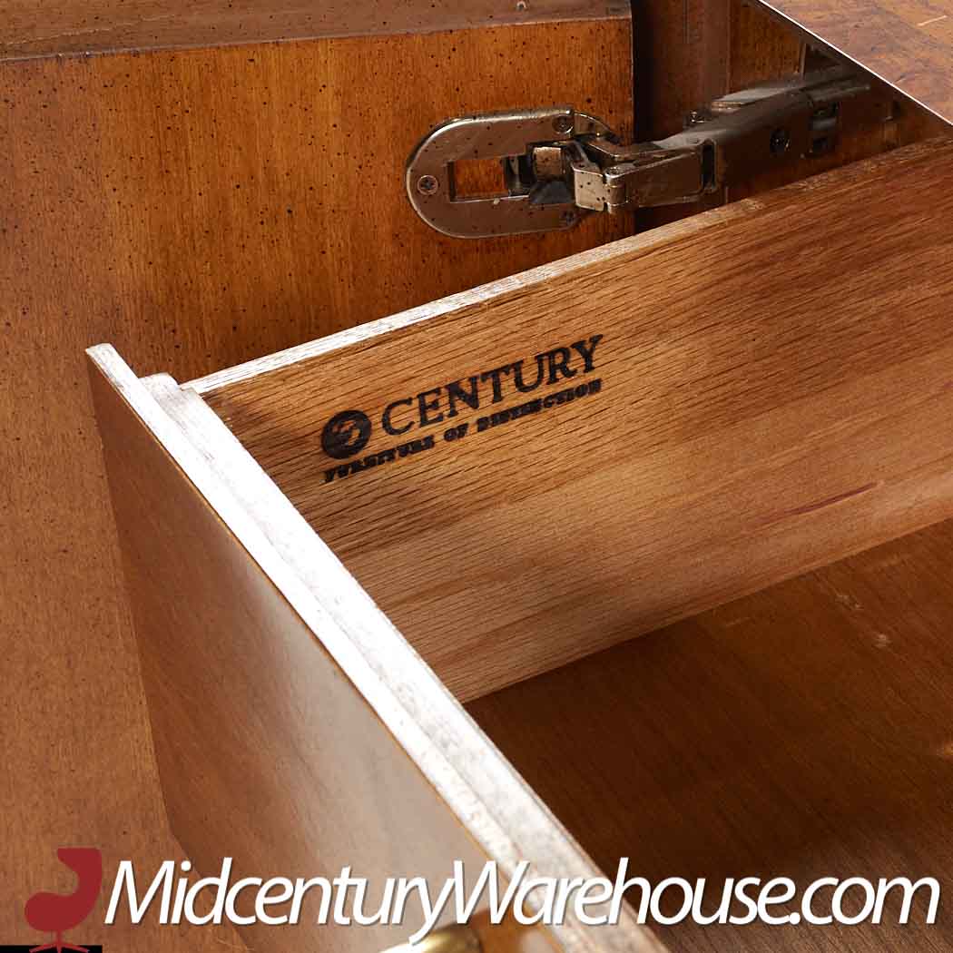Century Furniture Mid Century Burlwood and Brass Credenza