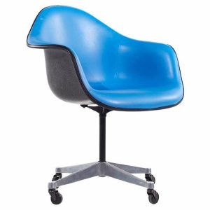 Eames for Herman Miller Mid Century Blue Padded Fiberglass Swivel Office Chair