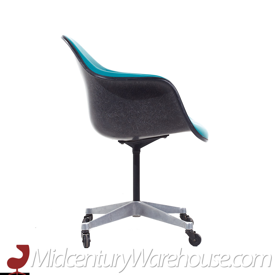 Eames for Herman Miller Mid Century Padded Fiberglass Teal Swivel Office Chair