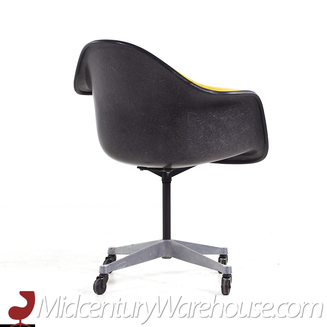 Eames for Herman Miller Mid Century Yellow Padded Fiberglass Swivel Office Chair