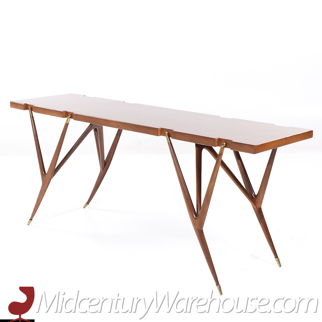 Ico Parisi for Singer and Sons Mid Century Walnut and Brass Console Table