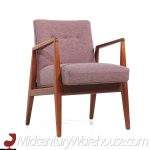 Jens Risom Mid Century Walnut Lounge Chairs - Pair