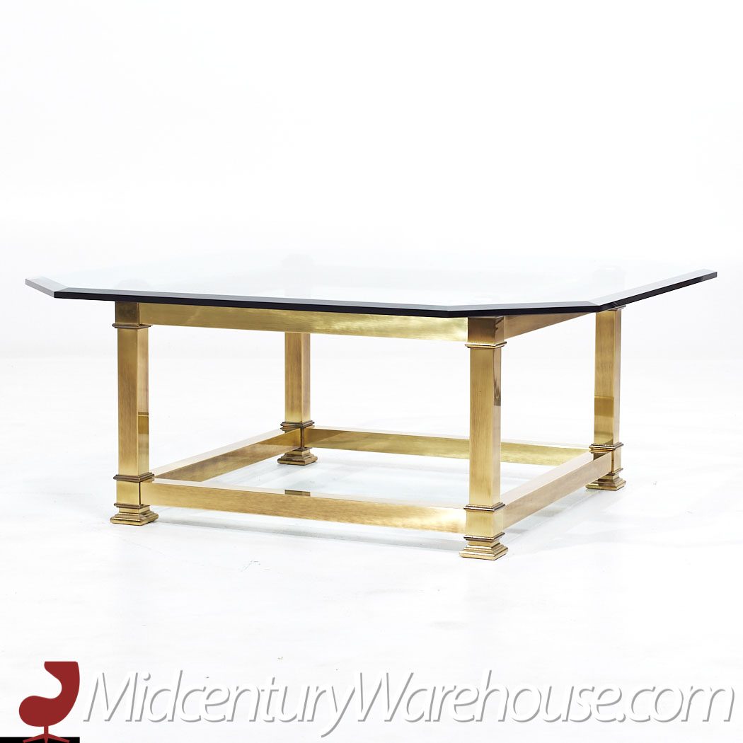 Mastercraft Mid Century Brass and Glass Coffee Table, Mid Century Modern  Furniture