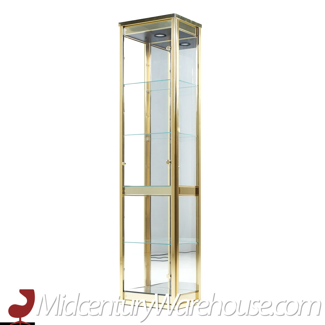 Mastercraft Style Mid Century Brass and Glass Display Case