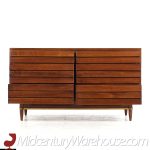 Merton Gershun for American of Martinsville Mid Century Walnut 6-drawer Lowboy Dresser