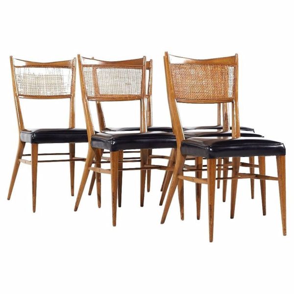 Paul Mccobb for Calvin Mahogany and Cane Dining Chairs - Set of 6