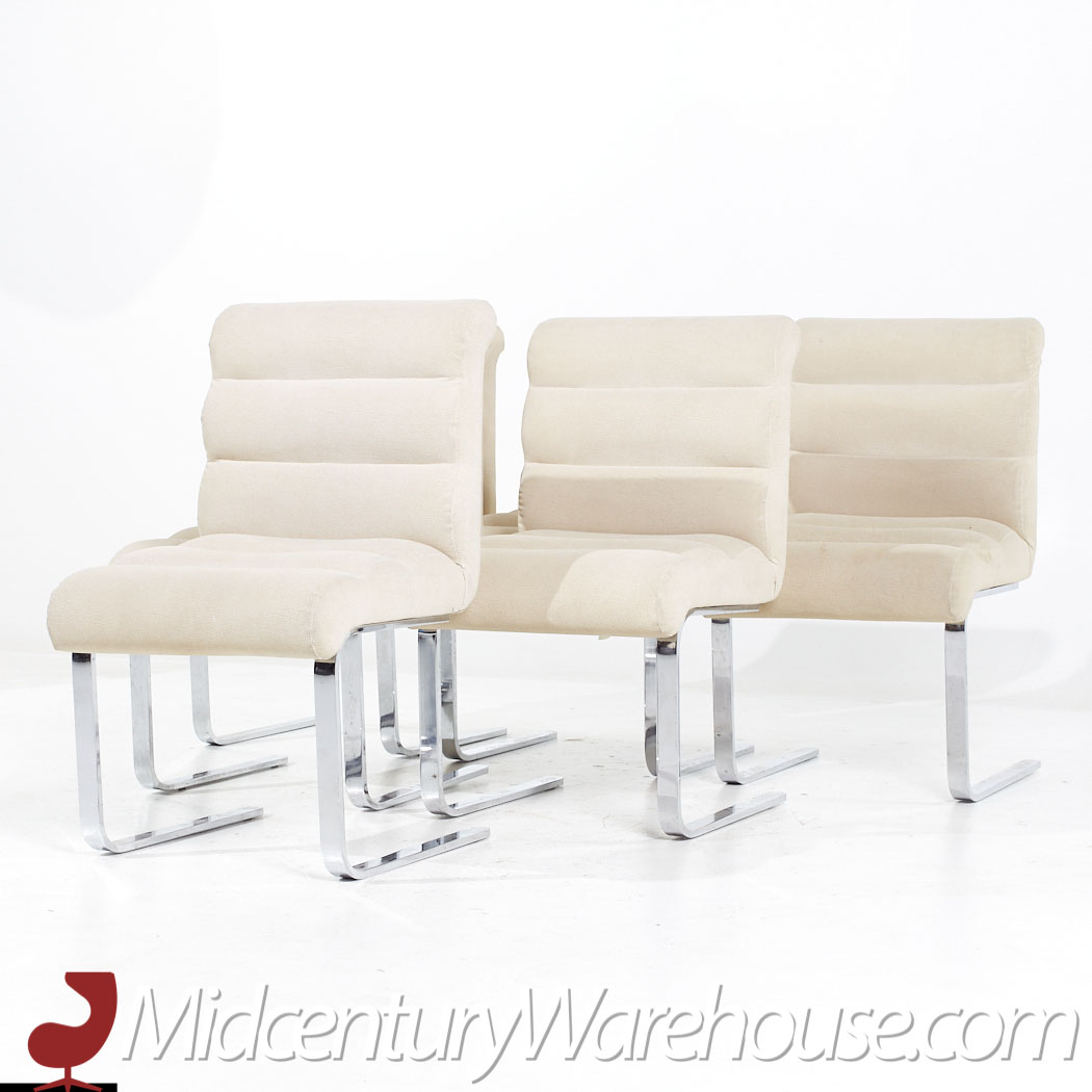 Preview Mid Century Cantilever Chrome Dining Chairs - Set of 6