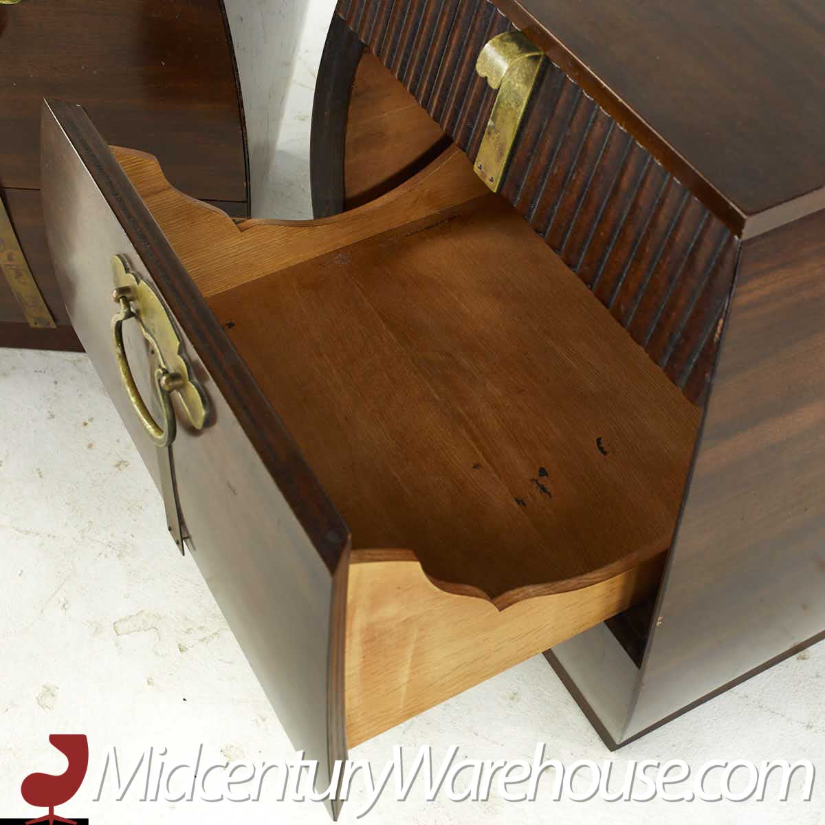 Widdicomb Mid Century Walnut and Brass End Table Nightstands