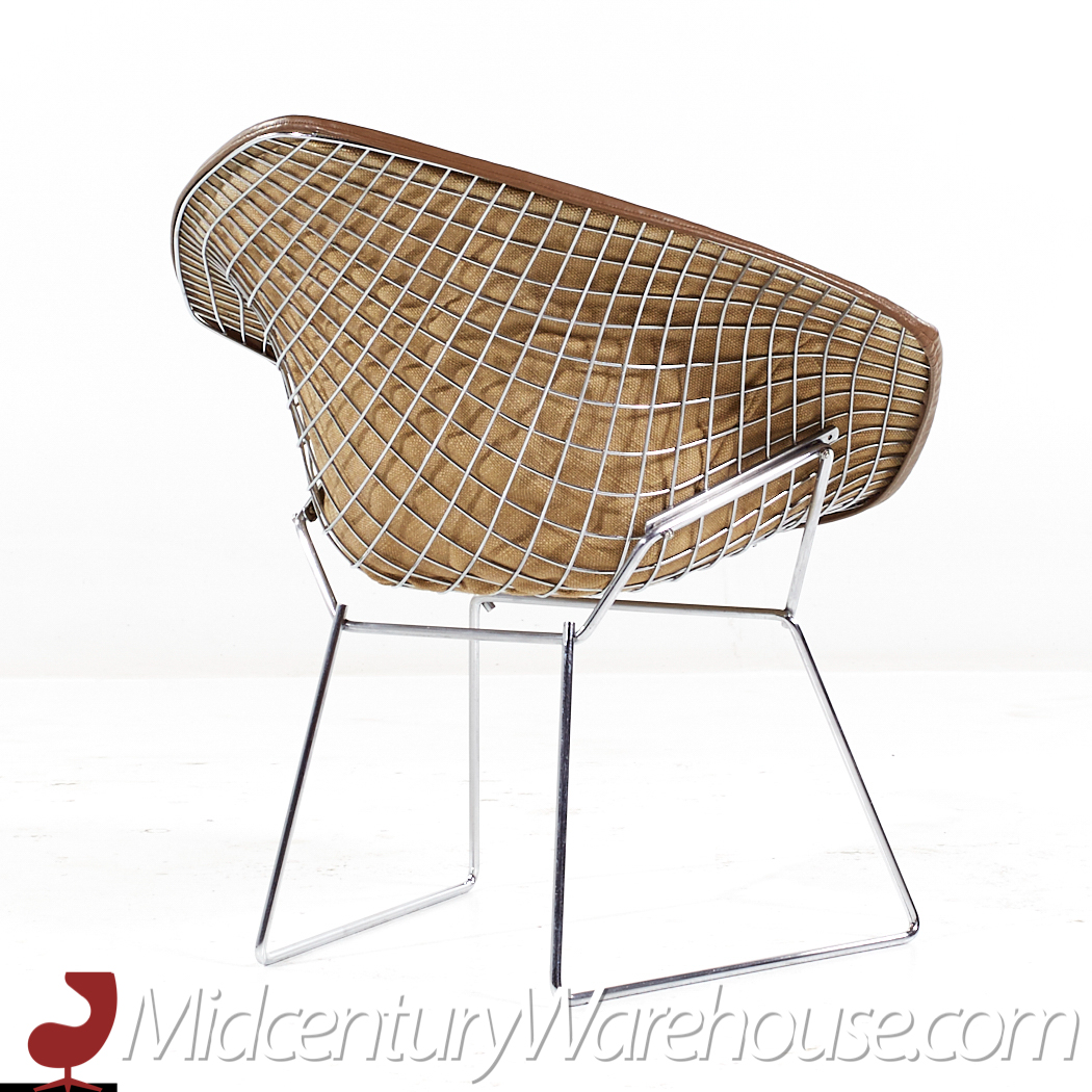 Harry Bertoia for Knoll Mid Century Leather Diamond Chairs