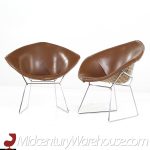 Harry Bertoia for Knoll Mid Century Leather Diamond Chairs