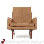 Jens Risom Mid Century Bracket Back Walnut Lounge Chair