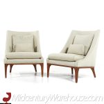 Lawrence Peabody for Richardson Nemschoff Mid Century Walnut Lounge Chairs - Pair