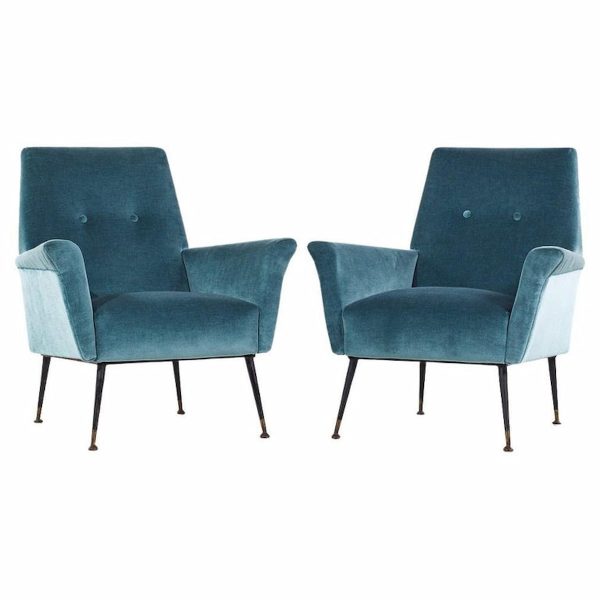 marco zanuso style mid century italian lounge chairs - pair