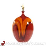Mid Century Orange and Red Ceramic Drip Glaze Lamps -  Pair