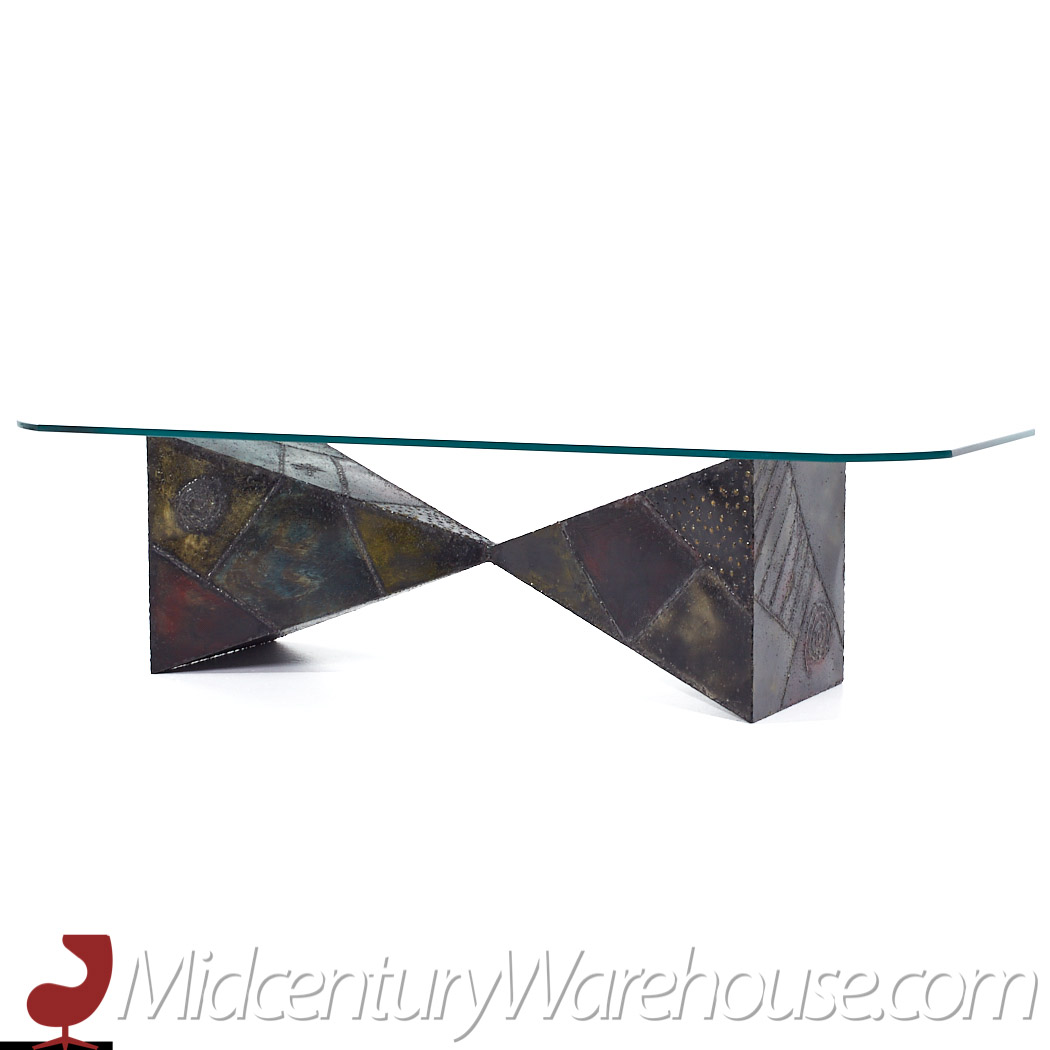 Paul Evans Mid Century Sculpted Steel and Polychrome Bowtie Coffee Table