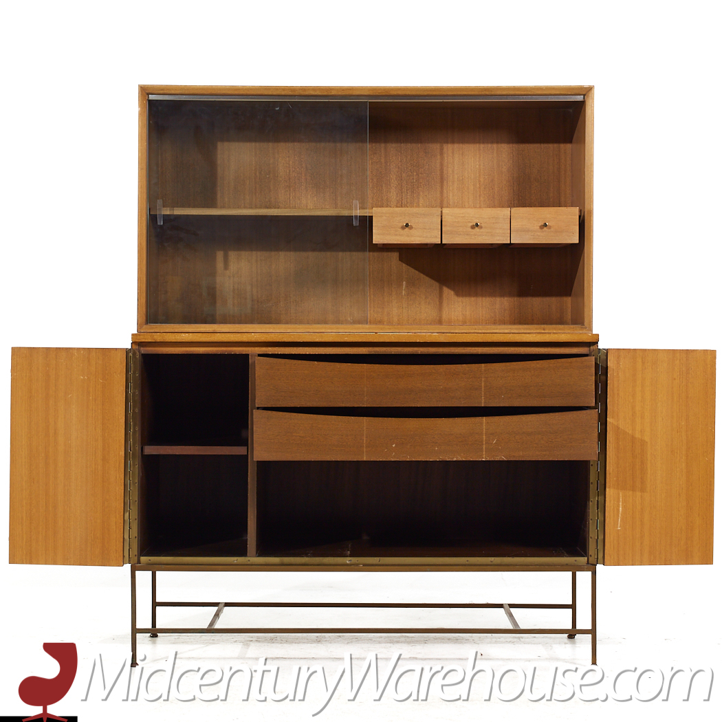 Paul Mccobb for Calvin Mid Century Bleached Mahogany Credenza and Hutch