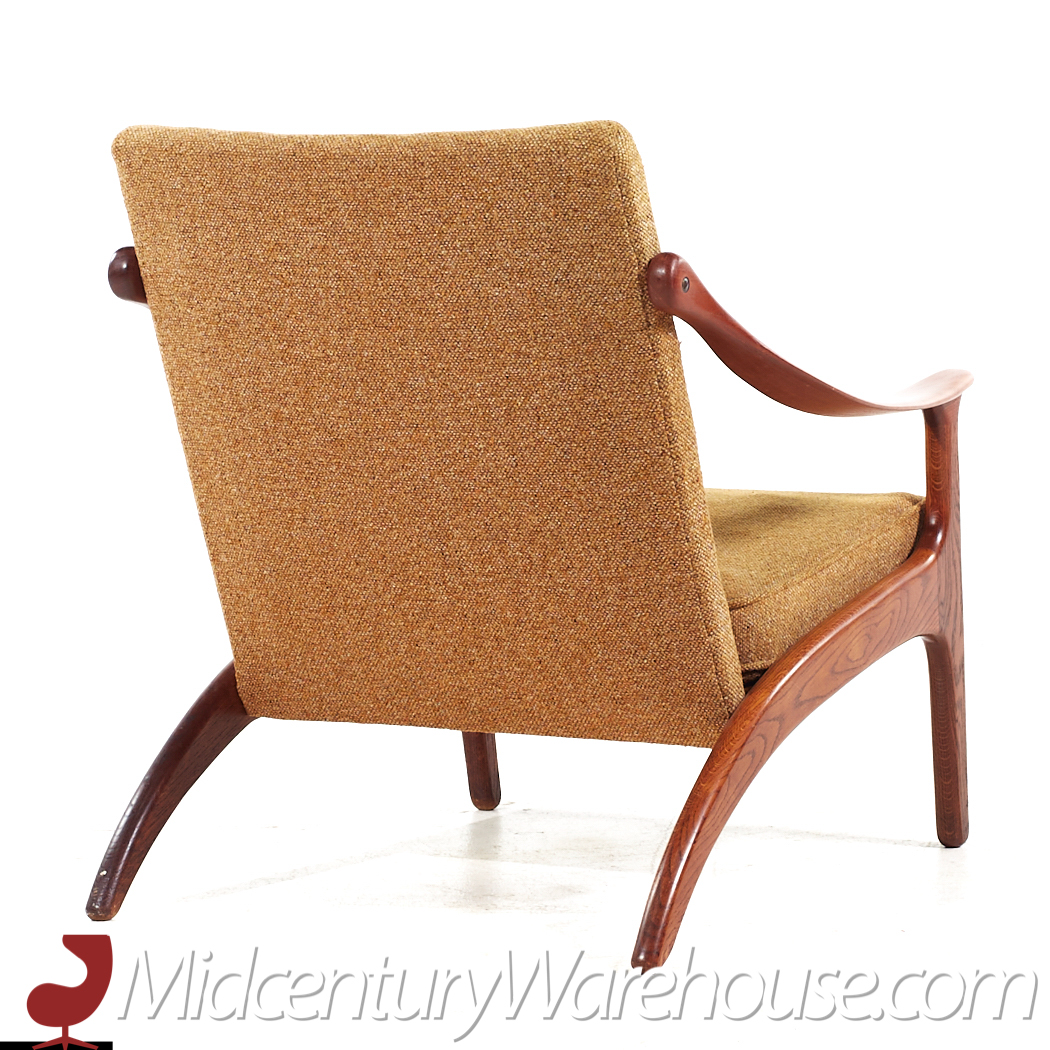 Arne Hovmand Olsen Mid Century Danish Teak Lean Back Lounge Chair