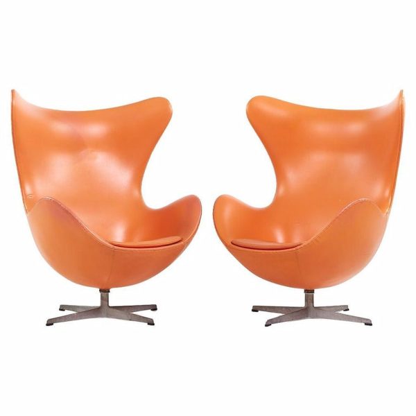 arne jacobsen for fritz hansen mid century egg chairs - pair