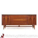 Broyhill Brasilia Mid Century Walnut 72 Inch 9 Drawer Lowboy Dresser