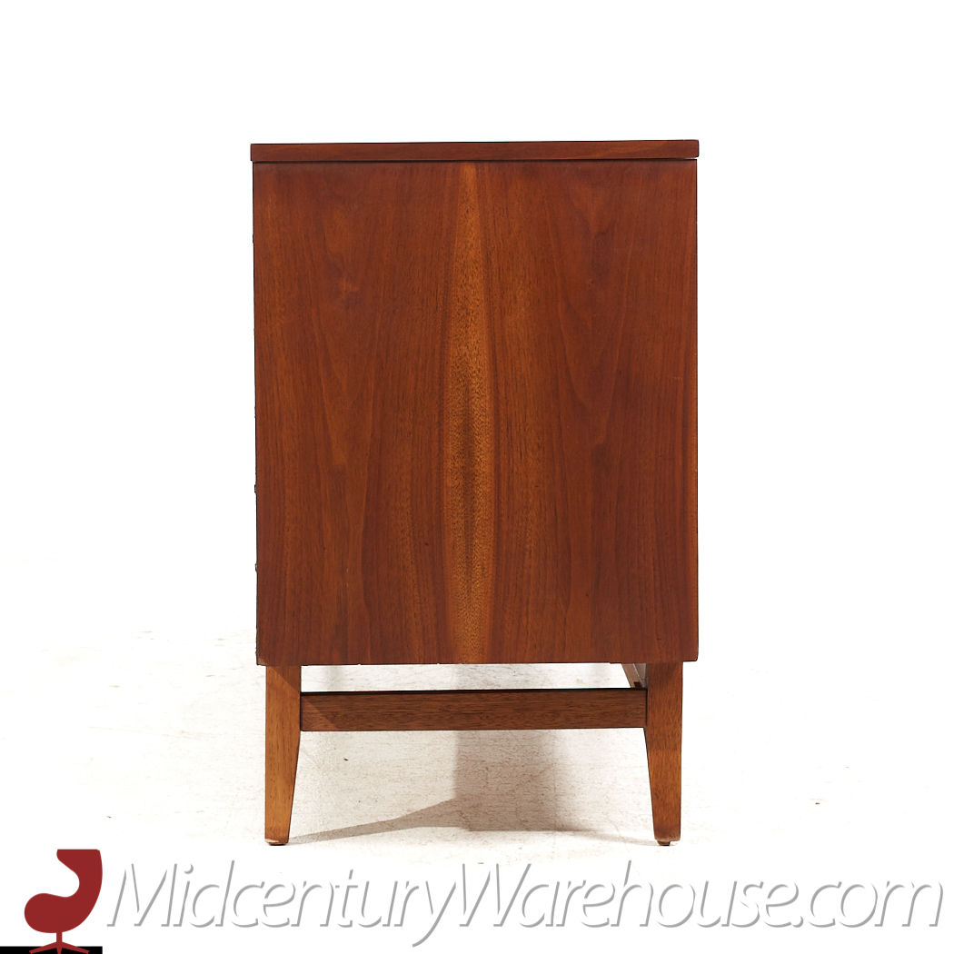 Broyhill Brasilia Mid Century Walnut 72 Inch 9 Drawer Lowboy Dresser