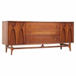 Broyhill Brasilia Mid Century Walnut 72 Inch 9 Drawer Lowboy Dresser