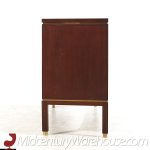 Edward Wormley for Dunbar Mid Century Curved Front Burlwood, Mahogany and Brass Credenza - Pair