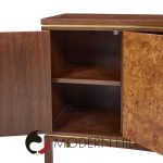 Edward Wormley for Dunbar Mid Century Curved Front Burlwood, Mahogany and Brass Credenza