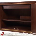 Edward Wormley for Dunbar Mid Century Curved Front Burlwood, Mahogany and Brass Credenza - Pair