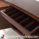 Edward Wormley for Dunbar Mid Century Curved Front Burlwood, Mahogany and Brass Credenza - Pair