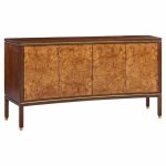 Edward Wormley for Dunbar Mid Century Curved Front Burlwood, Mahogany and Brass Credenza