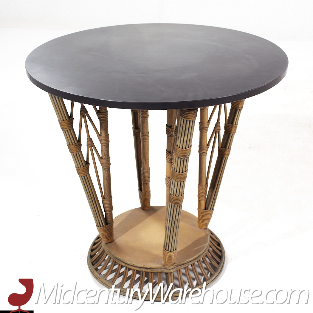 Ficks Reed Style Mid Century Round Rattan Table