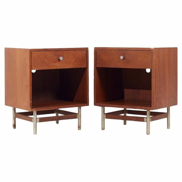 george nelson style kroehler signature series mid century nightstands - pair