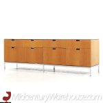 Knoll Mid Century Natural Oak and White Marble Top Credenza