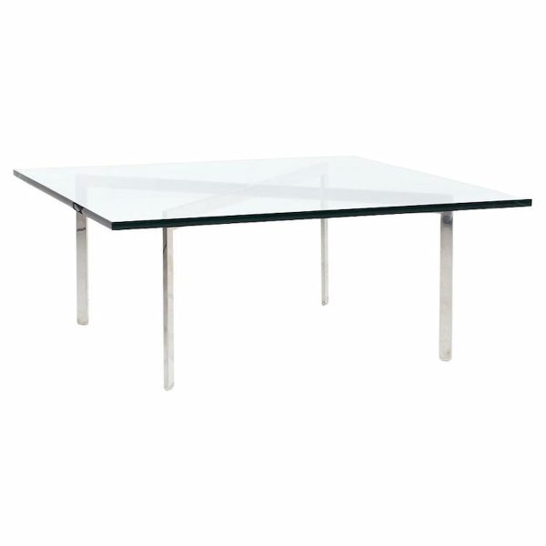 Ludwig Mies Van Der Rohe for Knoll Barcelona Mid Century Chrome and Glass Coffee Table