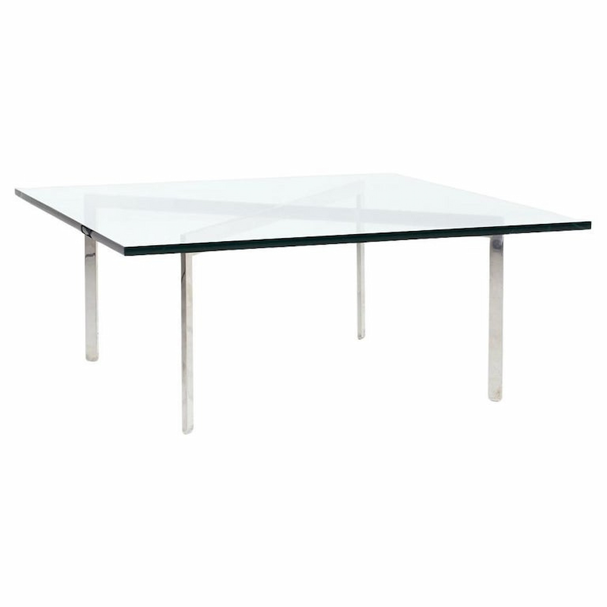 Ludwig Mies Van Der Rohe for Knoll Barcelona Mid Century Chrome and Glass Coffee Table