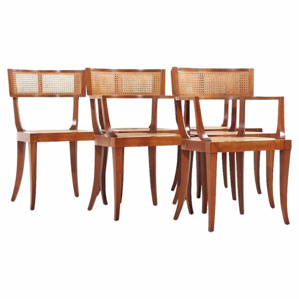 michael taylor for baker mid century klismos cane dining chairs - set of 6
