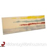 Mid Century Abstract Landscape Acrylic Painting on Canvas