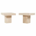 Mid Century Travertine Side End Tables - Pair