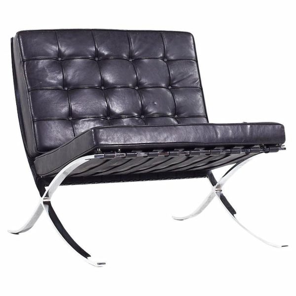 Mies Van Der Rohe for Knoll Mid Century Barcelona Chrome Frame Lounge Chair