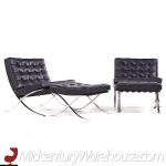 Mies Van Der Rohe for Knoll Mid Century Barcelona Lounge Chairs with Ottomans - Pair