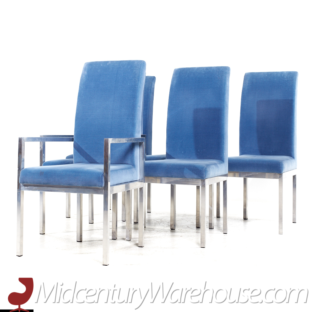 Milo Baughman Style Design Institute of America Mid Century Chrome Dining Chairs - Set of 6