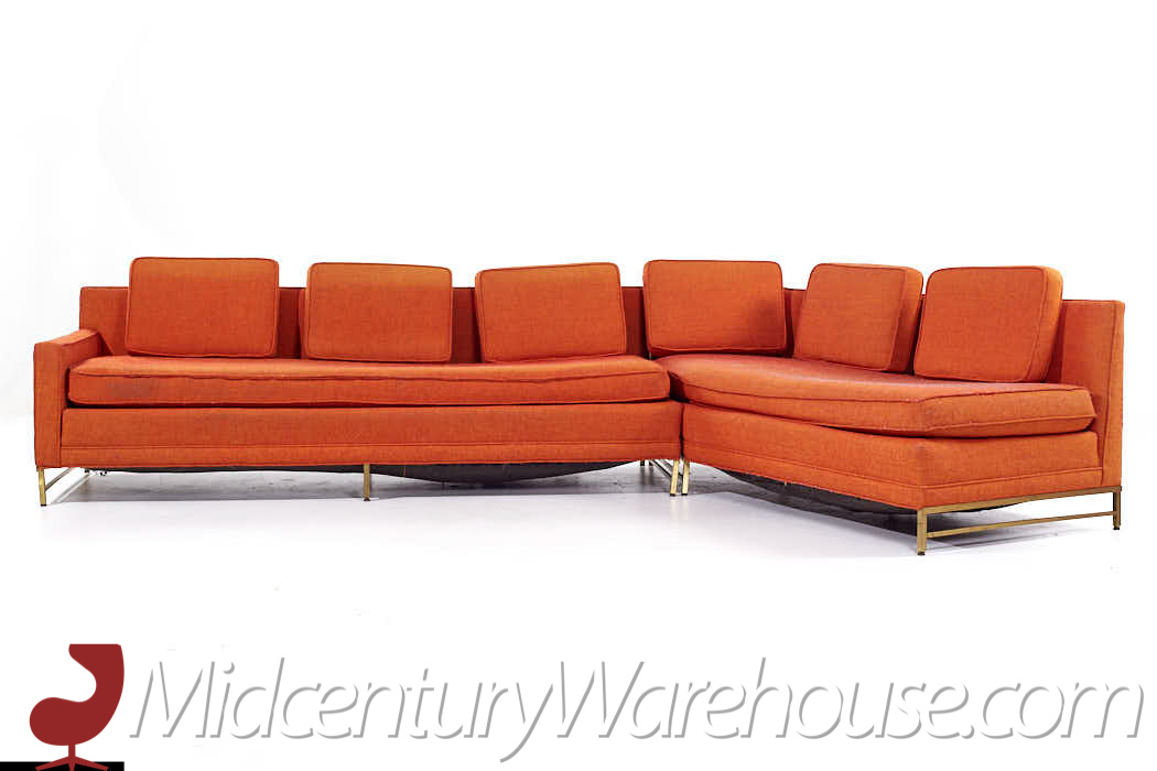 Paul Mccobb Style Rowe Mid Century Brass Sectional Sofa