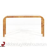 Bielecky Brothers Mid Century Rattan Foyer Entry Console Sofa Table