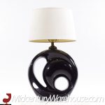 Royal Haeger Style Postmodern Black Swirl Pottery Lamps